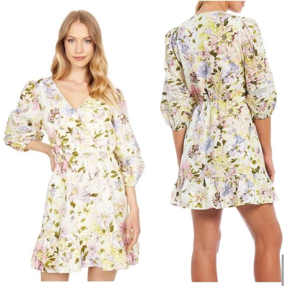 Sanctuary Floral Puff Sleeve Mini Dress